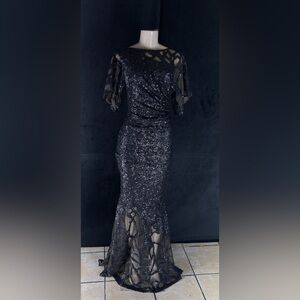 Elegant Black Sequin Evening Gown